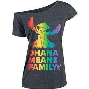 Lilo & Stitch Ohana Rainbow T-shirt grijs S