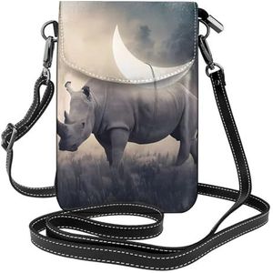 Rhino Lederen Cross Body Flip Telefoon Tas Met Afneembare Schouderbanden, Gebruikt Voor Reizen, Dating, Vakantie Geschenken, Zwart, Eén maat