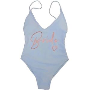 Nogkdyc Team Bride Badpak S-XL badpak voor dames, eendelig badpak (L/wit (bruin van roségoud))