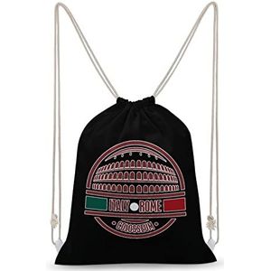 Italië Rome Colosseum Trekkoord Rugzak String Bag Sackpack Canvas Sport Dagrugzak voor Reizen Gym Winkelen