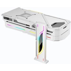LICAEVEY RGB GPU -ondersteuningsbeugel met Magnetische Basis - Verstelbare Hoogte ArgB Anti Sag Bracket, 5V 3Pin Vertical GPU Mount Holder voor Pc -grafische Kaartstabiliteit (WHITE)