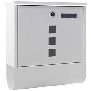 Brievenbus met krantenrol wit wandmontage incl. 2 sleutels wandbrievenbus post