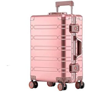 Koffer Aluminium-magnesium reistas Zakelijk Rollen op wielen Trolleybagage Handbagage Cabinekoffer (Color : Rose Gold, Size : 24inch)