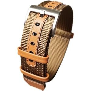 YingYou Hoogwaardige 18 Mm 20 Mm 22 Mm Gevlochten Nylon + Lederen Horlogeband Duurzaam Zonder Vervorming Horlogeband Compatibel Met Tissot (Color : Khaki, Size : 18mm)