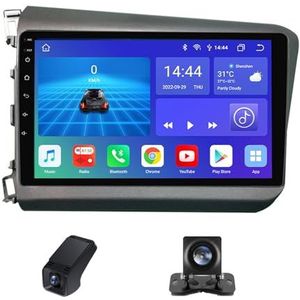 Android autoradio 2 Din geldt voor Honda Civic 9 FB FK FD 2011-2015 met Draadloze Carplay Android Auto GPS Navi WiFi 9 inch met Bluetooth FM+ Achteruitrijcamera/Stuurwielbediening(X1)