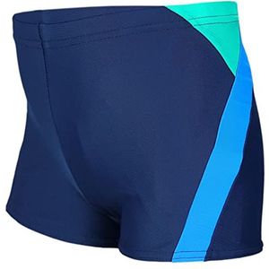 Aquarti Jongens Zwembroek Zwemboxer Gestreept met Motieven, 020 Donkerblauw/Blauw/Groen, 128