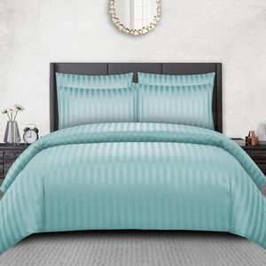 Pamposh Satijnen Gestreepte Tweepersoons Dekbedovertrekset - Premium Hotelkwaliteit Dekbedovertrek Beddengoed sets - Hypoallergeen Ultrazacht Microvezel Beddengoed