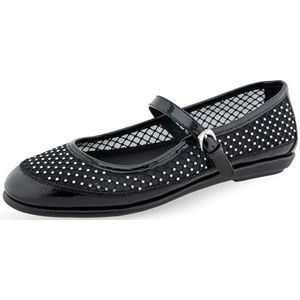 Aerosoles Baylee Mary Jane Flat voor dames, Crystal Black Mesh Stof, 9 UK Wide
