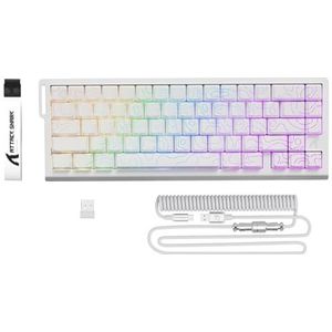 ATTACK SHARK X68PRO HE Rapid Trigger Draadloos Toetsenbord, 0,01mm RT Nauwkeurigheid 8000Hz Bedraad Gaming Magnetische Toetsenbord, Verstelbare Activering, Snap Tap, C01 Gewonden Kabel - Wit