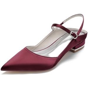 Hanfike Bruid Flats Schoenen voor Bruiloft Womens Meisjes Slingback Party Schoenen Gesloten Teen Jurk Prom Pompen JY229, Bordeaux, 41 EU