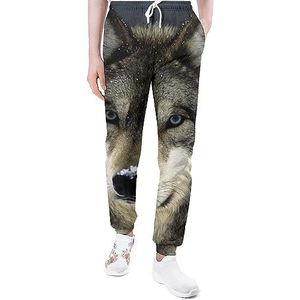 Witte Sneeuw Wolf Joggingbroek voor Mannen Yoga Atletische Lounge Jersey Broek met Zakken Sport Pant XL