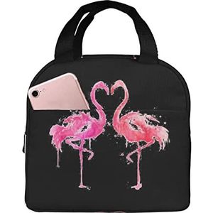 JYQCNSMJYB2 Inkt Flamingo's Print Geïsoleerde Lunchbox voor Vrouwen en Mannen, Lichte Duurzame Tote Tas voor Kantoorwerk School