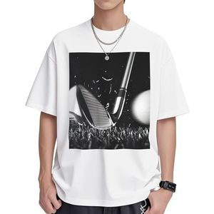 Zwart en wit golfprint katoenen T-shirts voor dames, casual tuniek met korte mouwen, ronde hals, zomer, basic, losse pasvorm T-shirt, Wit, S