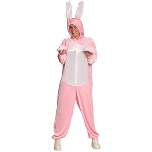 Partychimp Paashaas Pak voor Volwassenen Dierenkostuum Onesie Dier Jumpsuit Pyjama met Capuchon Paashaas Kostuum Konijn - Roze - Maat M/L
