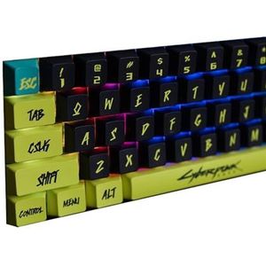 Gerrit Titans cyberpunk 2077 thema keycaps, 130 toetsen PBT kant transparante sleutel cap, voor MX Cherry 60% mechanisch toetsenbord.