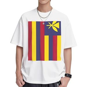 Katoenen T-shirts met vlag van het koninkrijk Hawaï voor dames, casual, korte mouwen, tuniek, tops, ronde hals, zomer, basic, losse pasvorm T-shirt, Wit, S