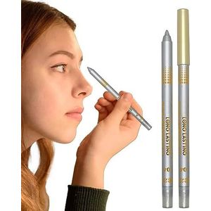 Witte eyelinerstift, zilveren glitter-eyeliner, waterdichte zwarte eyeliner, gladde gel-eyelinerpen, sneldrogende, duurzame oogmake-up eyeliner voor veegvaste looks Anulely