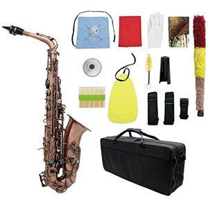 EB ALTO Saxofoon Messing Gelakt Goud E Flat Sax 82Z Key Type Met Reinigingsborstel Doek Handschoenen Strap Gevoerd Case BB/EB (Color : Red Bronze Eb)