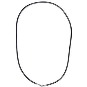 45/50/55/60cm Zwart Rubberen Lederen Ketting Ketting Voor Vrouwen Mannen Handgemaakte Gevlochten Touw Roestvrij stalen Sluiting Hals Hanger Ketting-2mm-45cm