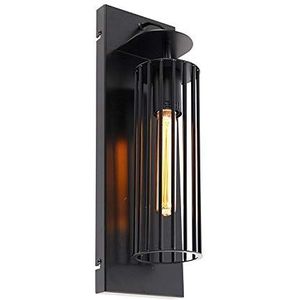 QAZQA - Moderne wandlamp zwart - Balenco Wazo | Woonkamer | Slaapkamer | Keuken - Staal Cilinder - E27 Geschikt voor LED - Max. 1 x 40 Watt