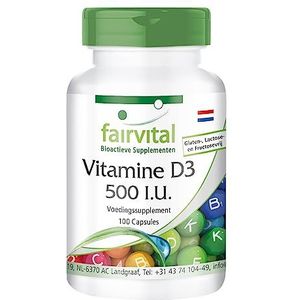 Fairvital | Vitamine D3 capsules 500 IU - HOOG GEDOSEERD - 100 capsules - cholecalciferol