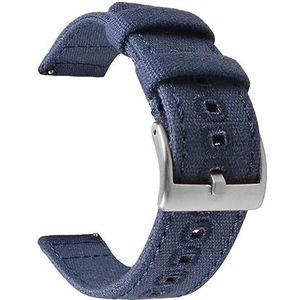 EDVENA 18mm 20mm 22mm Gevlochten Canvas Band Compatibel Met Samsung Galaxy Watch 3/4 40mm 44mm Classic 46mm 42mm Quick Release Armband (Color : Blue silver, Size : 20mm)