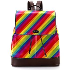 Gepersonaliseerde schooltassen boekentassen voor tiener regenboog kleurrijke strepen patroon rood geel, Meerkleurig, 27x12.3x32cm, Rugzak Rugzakken