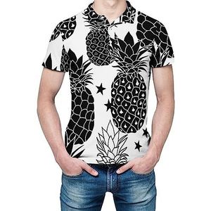 Balck And White Pineapples heren shirt met korte mouwen golfshirts regular fit tennis T-shirt casual business tops
