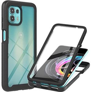 RonRun voor Motorola Edge 20 Lite hoesje, 360° ieder aspect Bescherming Hoesje Schokbestendige telefoonhoes riem Ingebouwde Screenprotector zwart