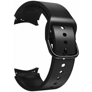 By Qubix - 2 in 1 siliconen/leren bandje - Zwart - Compatible met Samsung Galaxy watch 7-40mm & 44mm - compatible samsung bandjes - Bandbreedte: