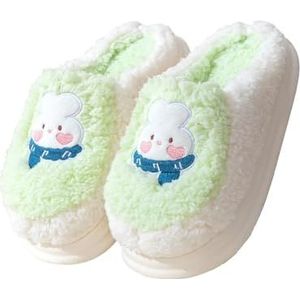 Pantoffels Bunny Dames Pantoffels Dieren Slippets Imitatiebont Pluche Sluppers Slip On Slaapkamer Schoenen Memory Foam Huis Pantoffels Konijnenontwerp(Grün,36-37)