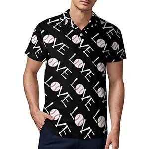 Love Baseball Heren Golf Polo-Shirt Zomer T-shirt Korte Mouw Casual Sneldrogende Tees M