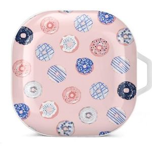Veelkleurige donuts oordopjes hoesje compatibel met Samsung hard shell beschermhoes witte stijl