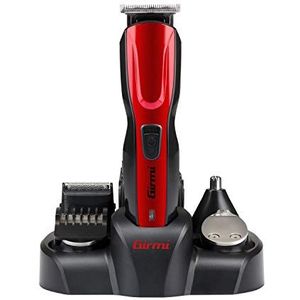 Girmi RC30 5-in-1 tondeuse, baardtrimmer, precisietrimmer, hygiënische haarverwijderaar, scheerapparaat, draadloos, rood