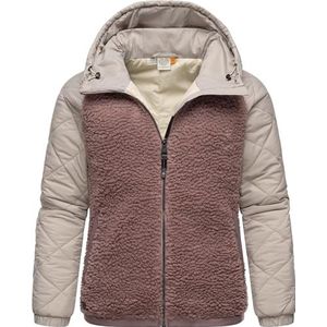 Ragwear Leeloo overgangsjas voor dames, lichte gewatteerde jas, fleecejack, kort, warm, met capuchon, XS-6XL, Mauve Blocked, 6XL