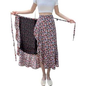 GerRit Skirt Flower Printing A-line Skirts Summer Spring High Waist Vintage Women's Midi Length Skirts-color 13-one Size