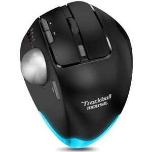 Draadloze Trackball Muis,Bluetooth Muis,Oplaadbare,Duimbediening,3 Apparaten Aansluiten,4800DPI,8 Toetsen,Ergonomische Muis,Draadloze muis voor Laptop,PC,Tablets