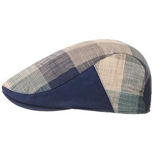 Lipodo Lerco Ruitjes Pet Dames/Heren - flat hat met klep voering voor Lente/Zomer - L (59-60 cm) blauw