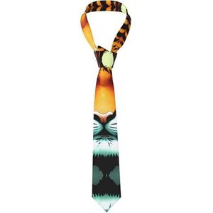 GerRit Little Fat Tiger Head Casual Tie voor heren, *#bedrukte stropdas, gemakkelijk te onderhouden, geschikt voor dagelijks, feest, bal en feest, enz., Zwart, Eén maat