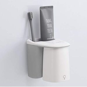 Magnetische Tandenborstelhouder Mondwater Cup Set Razor Tandpasta Storage Shelf Wandmontage Badkamer Accessoires Sets Producten van het bad (Color : 1 Cup Gray)
