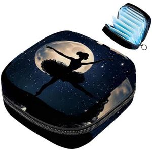 MUOOUM Galaxy Stars Ballet Silhouet Maandverband Opbergtas Menstruatie Pad Tas Draagbare Menstruatie Cup Pouch met Rits voor Tiener Meisjes Vrouwen Dames