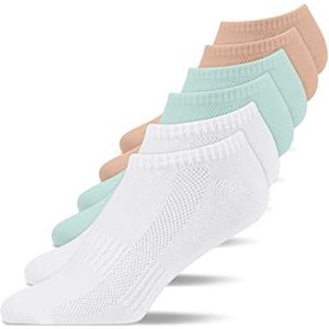 Snocks 6 Paar Onzichtbare Sokken van Hoogwaardig Organisch Katoen Unisex – Ultiem Comfort, Duurzaamheid en Perfecte Pasvorm voor Elke Dag Maat 47-50 Kleur 2x Wit + 2x Lichtblauw + 2x Roos