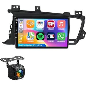Android 14.0 2 Din Autoradio 9"" Touchscreen Auto Stereo voor KIA Optima 2011-2014 met Draadloze Carplay Android Auto GPS navigatie AHD Omgekeerd beeld Stuurwielbediening(S-1(2G+32G))