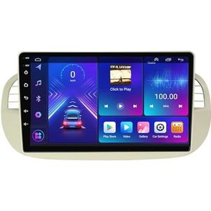 Android 14.0 2 Din Autoradio 9"" Touchscreen Auto Stereo voor Fiat 500 2007-2015-[Ingebouwd CarPlay/Android auto/DSP/GPS]-Support MIC/Stuurbediening/Bluetooth 5.0(B,P5 4G+WIFI 8Core 8G+128G)