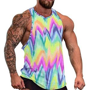 Regenboog Chevron Tie Dye Heren Tank Top Mouwloos T-shirt Trui Gym Shirts Workout Zomer Tee