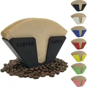 Koffiefilterhouder, mand koffiefilter opslag met deksel, ronde koffiefiltercontainer voor toonbank, zwart