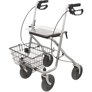 Drive Medical WA015 Migo Rollator van staal, 4 wielen, met plank, zilverkleurig