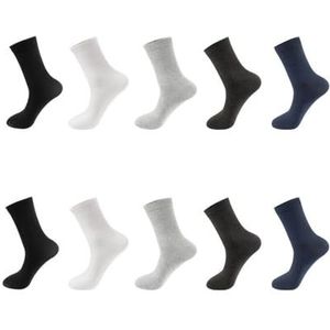 YIJIANUO 10 Paren/partij Mannen Gekamd Katoenen Sokken Zwart Casual Business Ademend Man Sok Nieuwe Voor Mannelijke Plus Size EU38-48, 10 paar veelkleurig, EU44-48(Plus size)