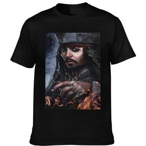 Viplili Johnny Actor Depp T-shirt Stars Graphic Tees Shirt Print Ronde hals Tops Korte Mouw T-shirt voor Mannen Vrouwen 8 Maten, Zwart, M