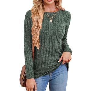Rongseng Damestrui met ronde hals en lange mouwen, sweatshirt voor dames, tuniek, bovenstuk, lange mouwen, gebreide trui, lichte trui, elegant, zacht, longshirt, tops, casual, lange trui, herfst,